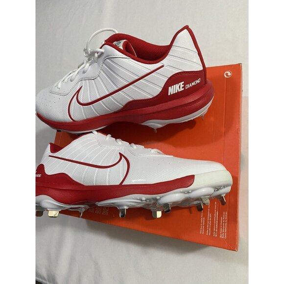 New Mens Size 14 White Red Nike Alpha Huarache Varsity 4 Low Baseball Cleats main image 8